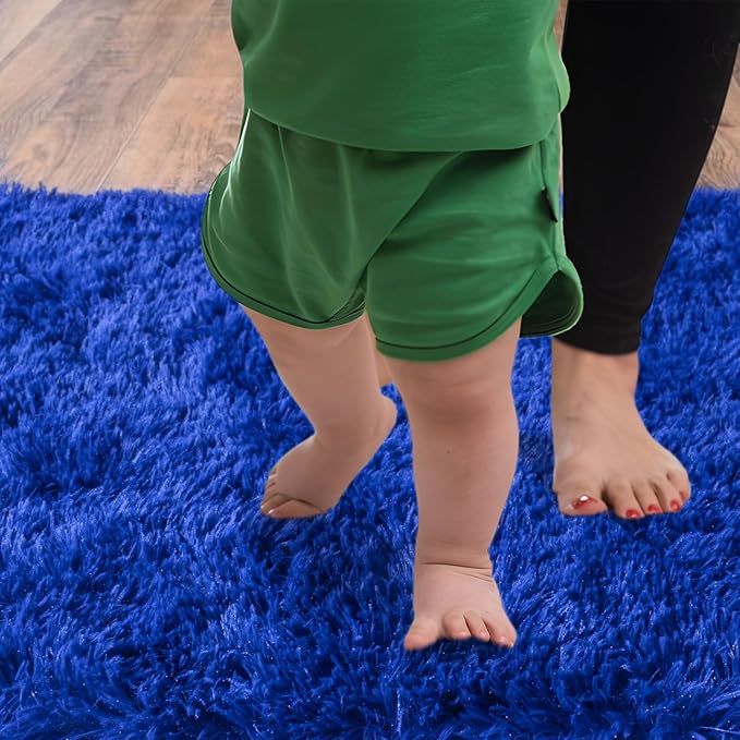 Soft Runner Rugs for Bedroom Hallways, 2x3 Royal Blue Fluffy Shag Throw Area - Image 7