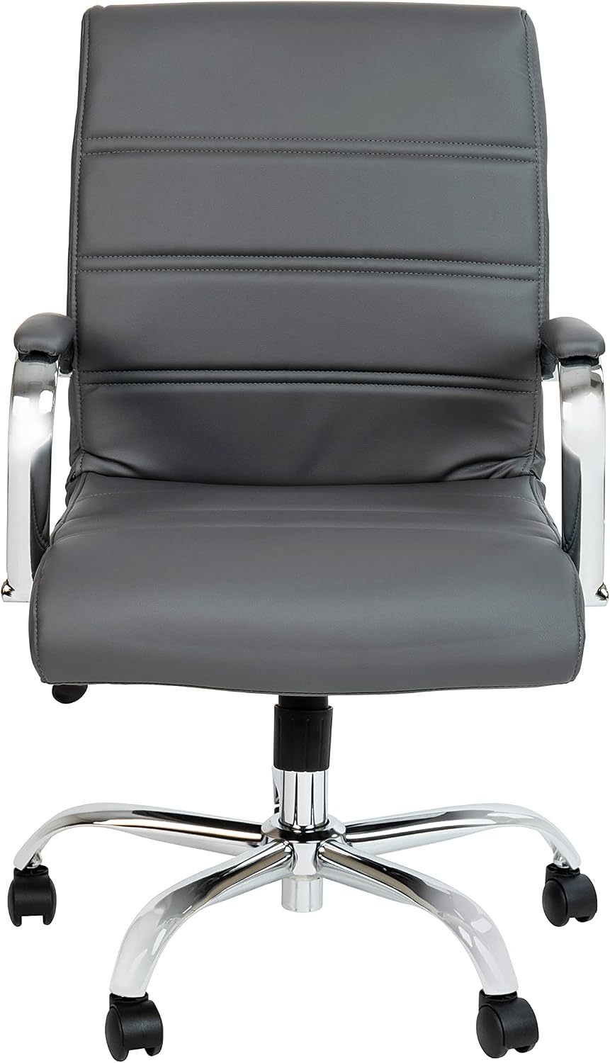 Flash Furniture Mid-Back LeatherSoft Executive Office Chair, Gray/Chrome