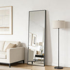 48x14 Inch Full Length Mirror Over the Door Hang or Wall Mounted Black
