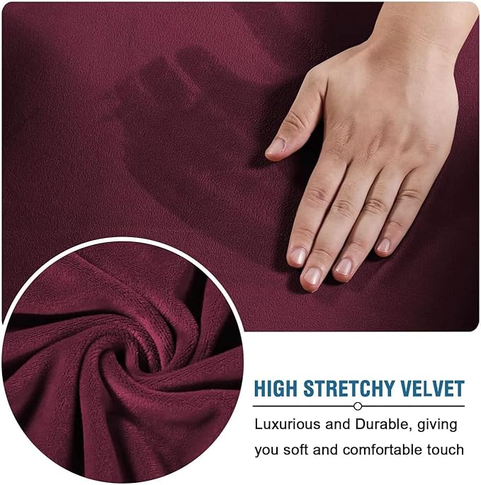 H.VERSAILTEX Velvet 4 Piece High Stretch Sofa Slipcover Cover Furniture - Image 5
