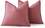 MIULEE Decorative Linen Euro Sham Pillow Covers 24x24 Cranberry Red ​Boho - Image 6