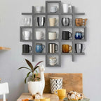 Suzile Mug Display Shelf Wall Mounted,Grid Size 5.1x5.1x3in,Grey