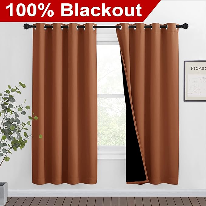 NICETOWN 100% Blackout Window Curtain Panels, Full Light Blocking Drapes - Image 2