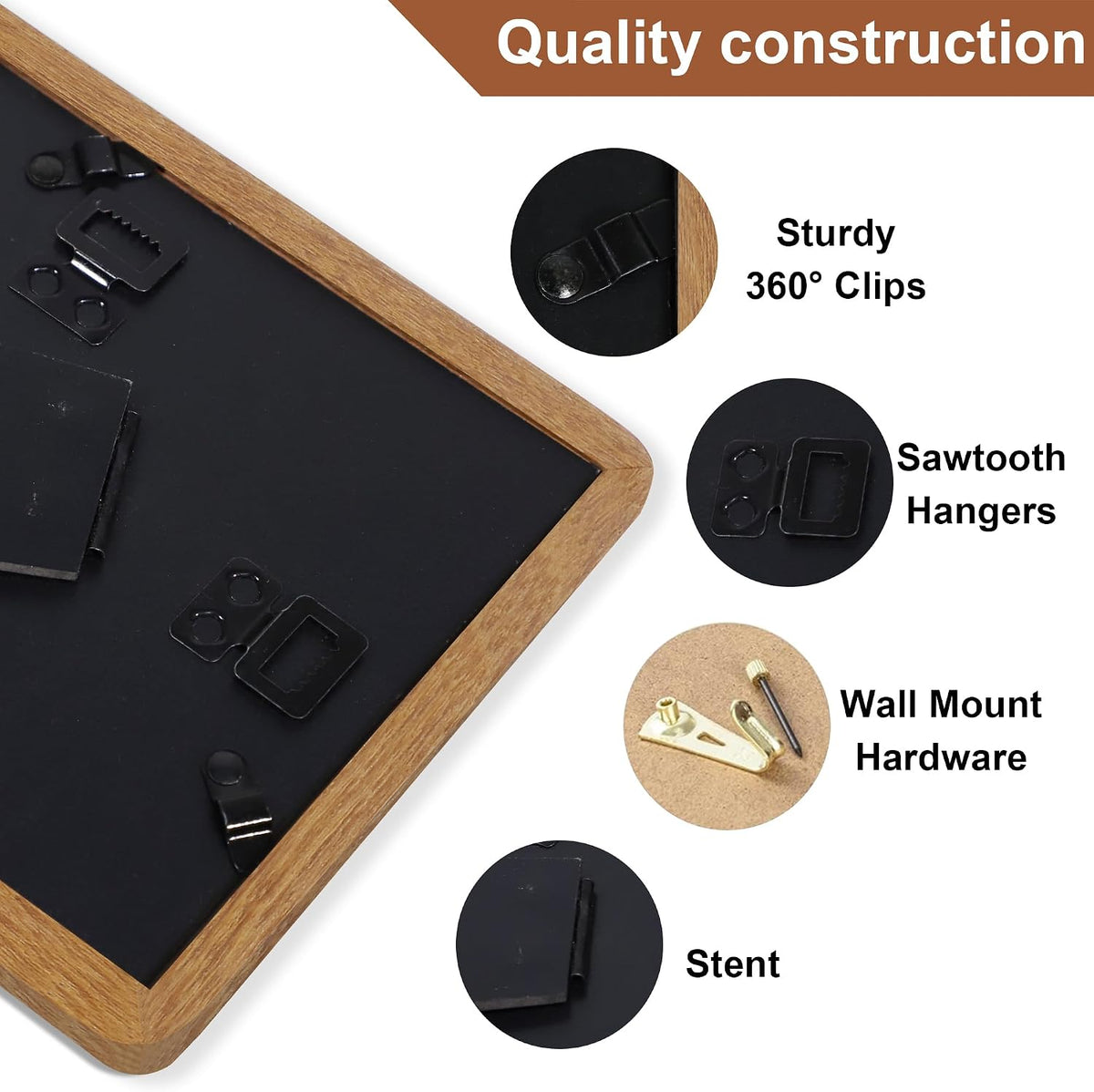 4x6 Picture Frame Set of 2, Solid Wood Frames with Tempered Glass