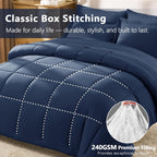 CozyLux Full Size Comforter Sets, 7-Piece Bed in a Bag, Navy Blue
