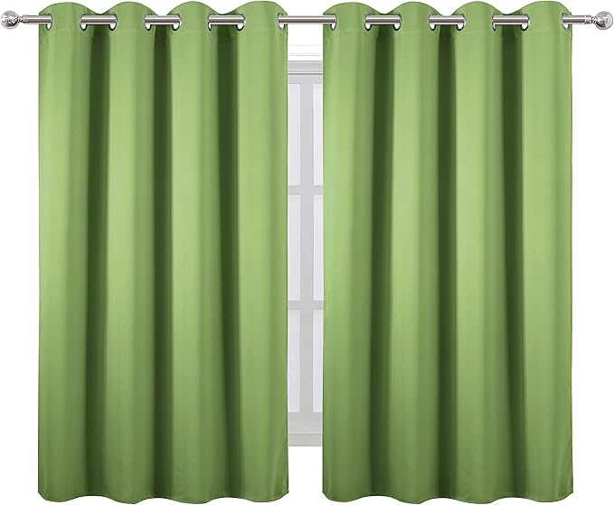 LEMOMO Light Green Thermal Blackout Curtains/52 x 54 Inch/Set of 2 Panels Room - Image 2