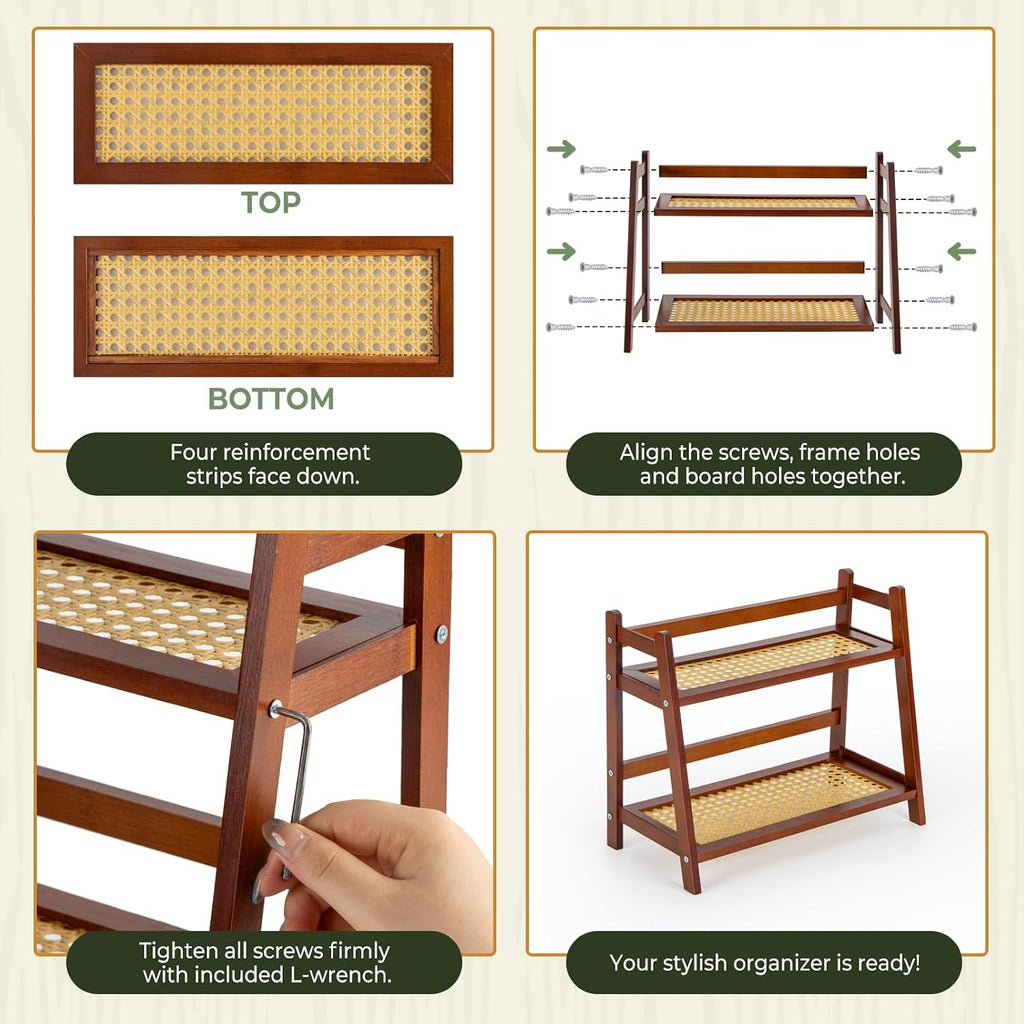 ANBOXIT Matcha Station Organizer, Countertop Bamboo Coffee & Tea Station