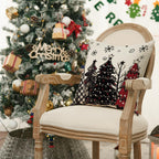 Merry Christmas Joy Xmas Trees Red Throw Pillow Covers, 20x20 Inch Christmas Winter Holiday Cushion Case Decoration for Sofa Couch Set of 4