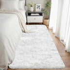 2x6 Bedside Area Rugs for Bedroom: Soft Fluffy Shag White Rug for Hallway by CarpetAddColortoYourLife