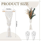 2 Pack Boho Wall Decor Macrame Wall Hanging with Artificial Flowers