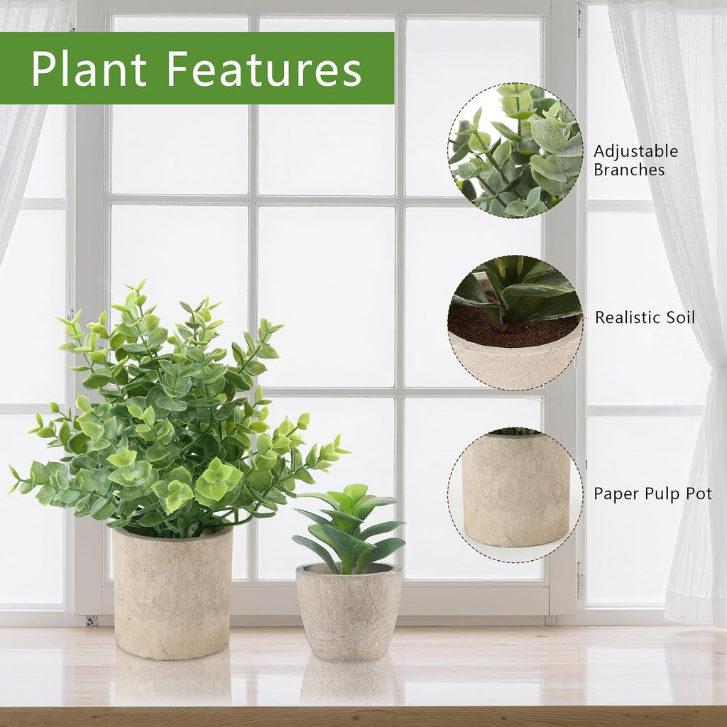 ALAGIRLS 4 Pack Small Fake Plants, 10" Artificial Plants Indoor