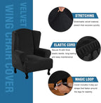 H.VERSAILTEX Wingback Chair Covers Velvet Plush Wing Chair Slipcover 1 Piece - Image 2