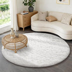 Ophanie White Round Rug 6Ft Circle Area Rug, Aesthetic Room Decor, Fluffy Fuzzy by Ophanie