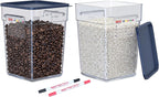 2 Pack 4 QT Commercial Food Storage Containers with Lids, Clear Square Containers for Flour, Rice, Sugar, Pet Food and Dry Ingredients Storage with FIFO Label Area