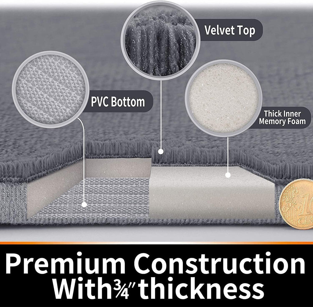 Yimobra Brown Bath Mat, Super Soft Absorbent Memory Foam Bathroom Rug Non Slip, Quick Dry, Machine Washable Floor Carpet for Tub Shower, Home Decor Accessories, 24x17