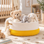 KAKAMAY Woven Baskets for Storage(16"x8"),Blanket Basket for Organizing Living Room,Cotton Rope Basket Woven Baby Laundry Hamper,Collapsible Laundry Room Organization,Clothes,Toy Chest(Brown)