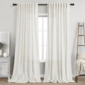 Nanspring Beige White Linen Curtains 96 Inches Long by Nanspring