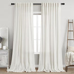 Nanspring Beige White Linen Curtains 96 Inches Long by Nanspring