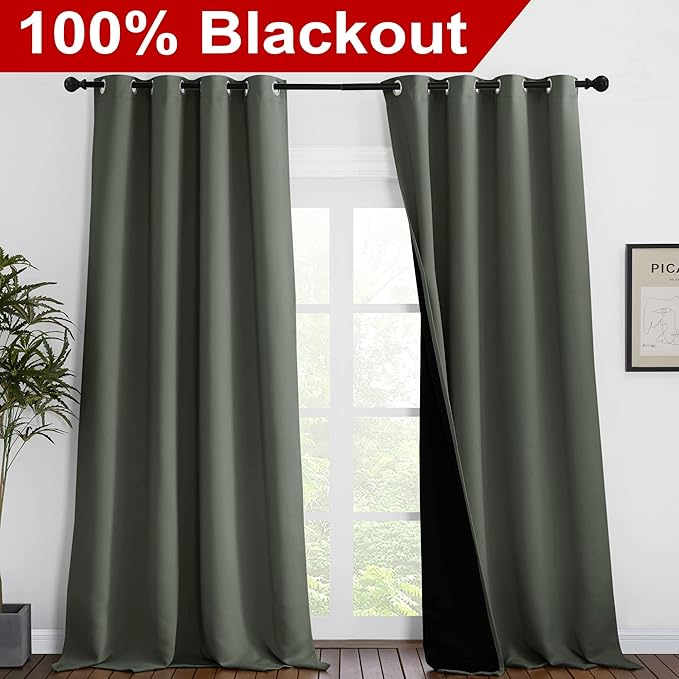 NICETOWN Full Shading Curtains 96 inches Long 2 Panels Set - Image 2