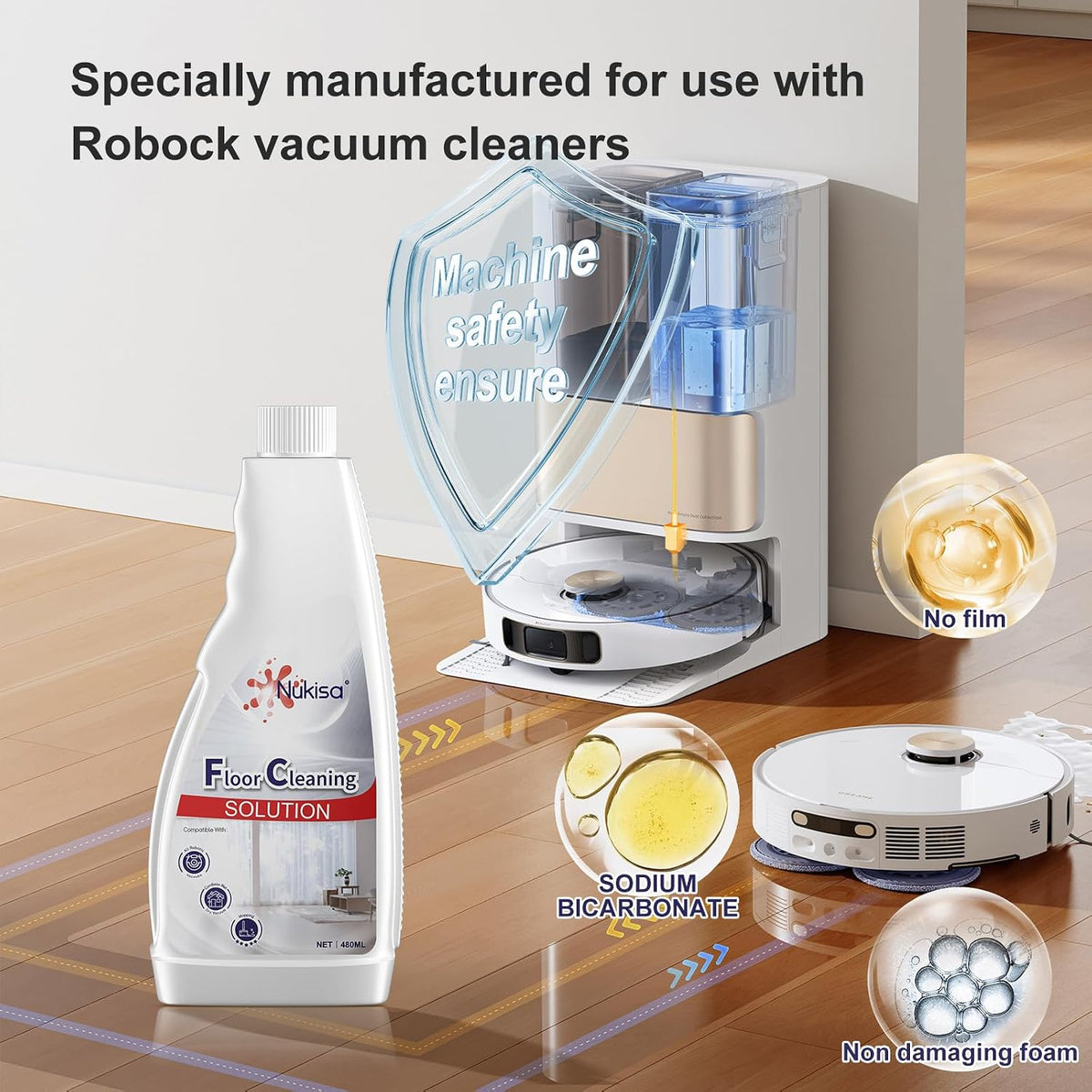 Nukisa 1L Floor Cleaning Solution Compatible With Roborock Robot Vacuum Mop