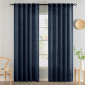 MIULEE Navy Blue Linen Curtains 84 Inch Length 2 Panels by MIULEE