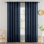 MIULEE Navy Blue Linen Curtains 84 Inch Length 2 Panels by MIULEE