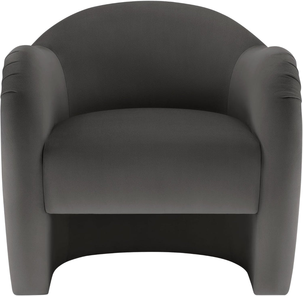Modway Compose Barrel Chair with Performance Velvet Fabric in Storm Gray – Upholstered Accent Armchair with Curved Backrest – Cozy Lounge Chair for Reading – Round Comfy Single Sofa Club Chair