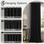 Pitalk Black Curtains for Bedroom 90 Inches Long Sound Proof Modern Window - Image 6