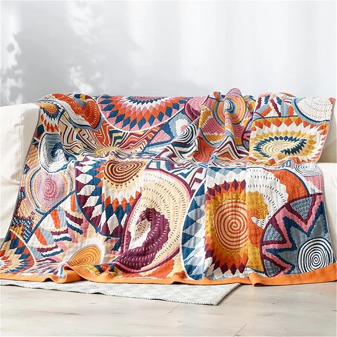 MSGKV Boho Throw Blanket for Bed Couch, 100% Cotton Throw Blankets 80''x90'' - Image 2