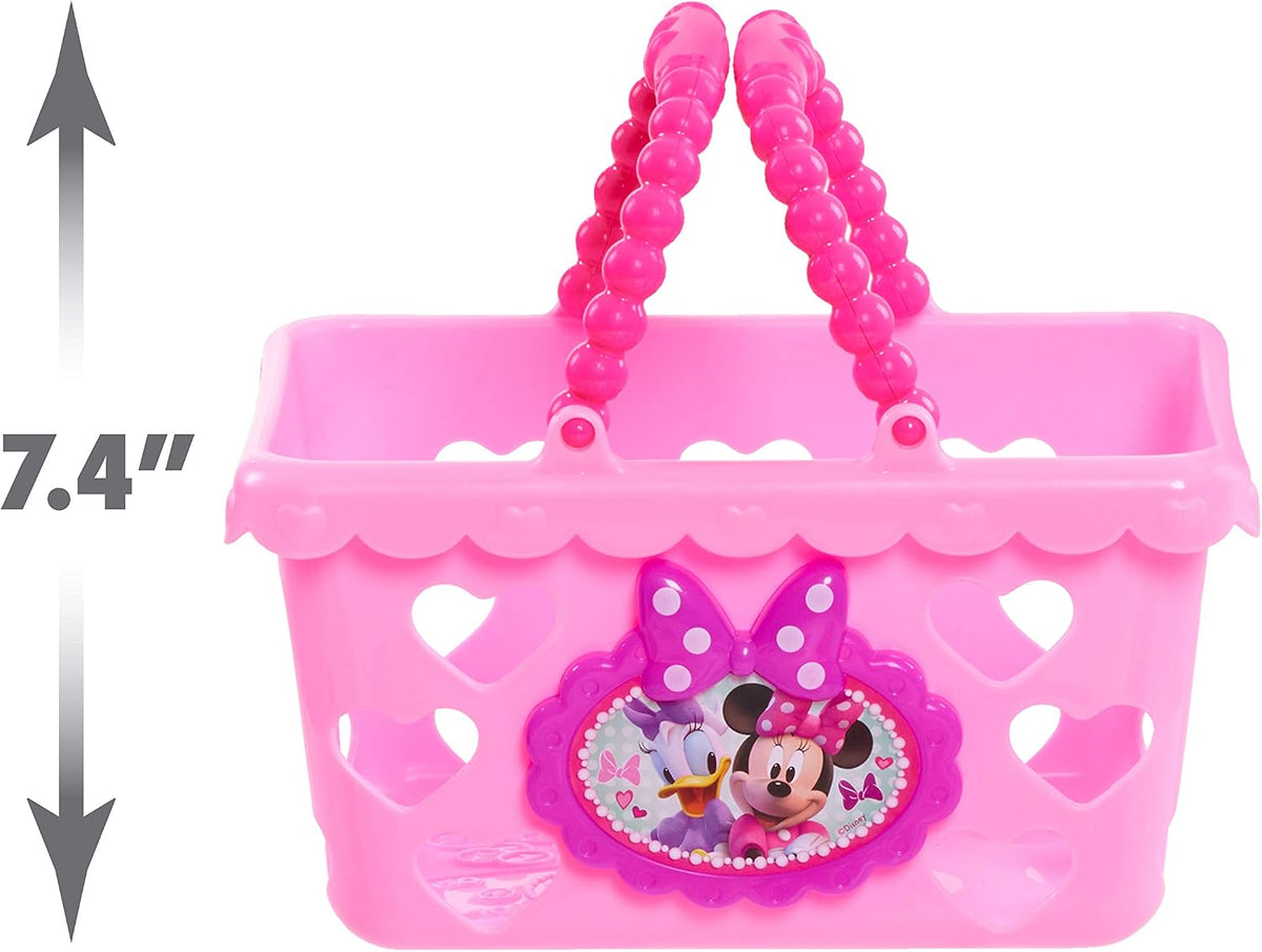 Disney Junior Minnie Bow-Tique Bowtastic Shopping Basket Set with Pretend Food and Accessories, Pretend Play, Kids Toys for Ages 3 Up by Just Play
