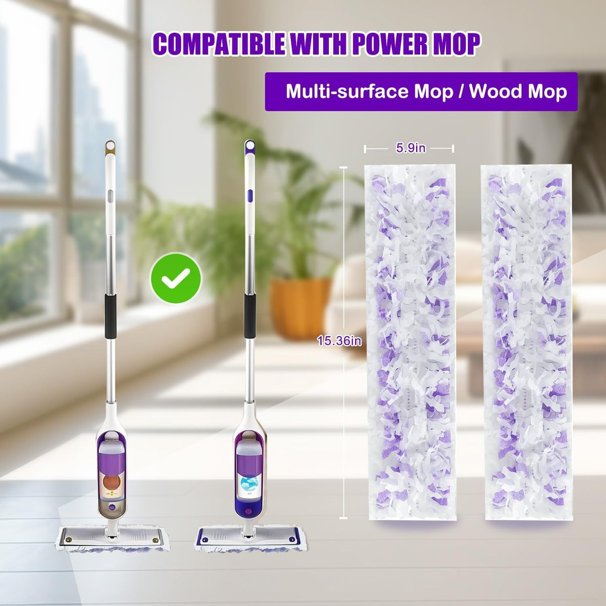 40 Count Thickened Disposable Power Mop Pads Refills for Swiffer PowerMop