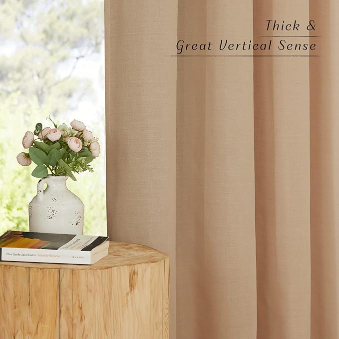 NICETOWN Thick Linen Blend Curtains Flax Textured - Image 5
