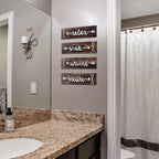 Jetec 4 Pieces Farmhouse Bathroom Decor Wall Art Soak Relax Unwind Breathe Wooden Signs with Arrow Rustic Vintage Country Bathroom Decor for Home Laundry Room(Brown)