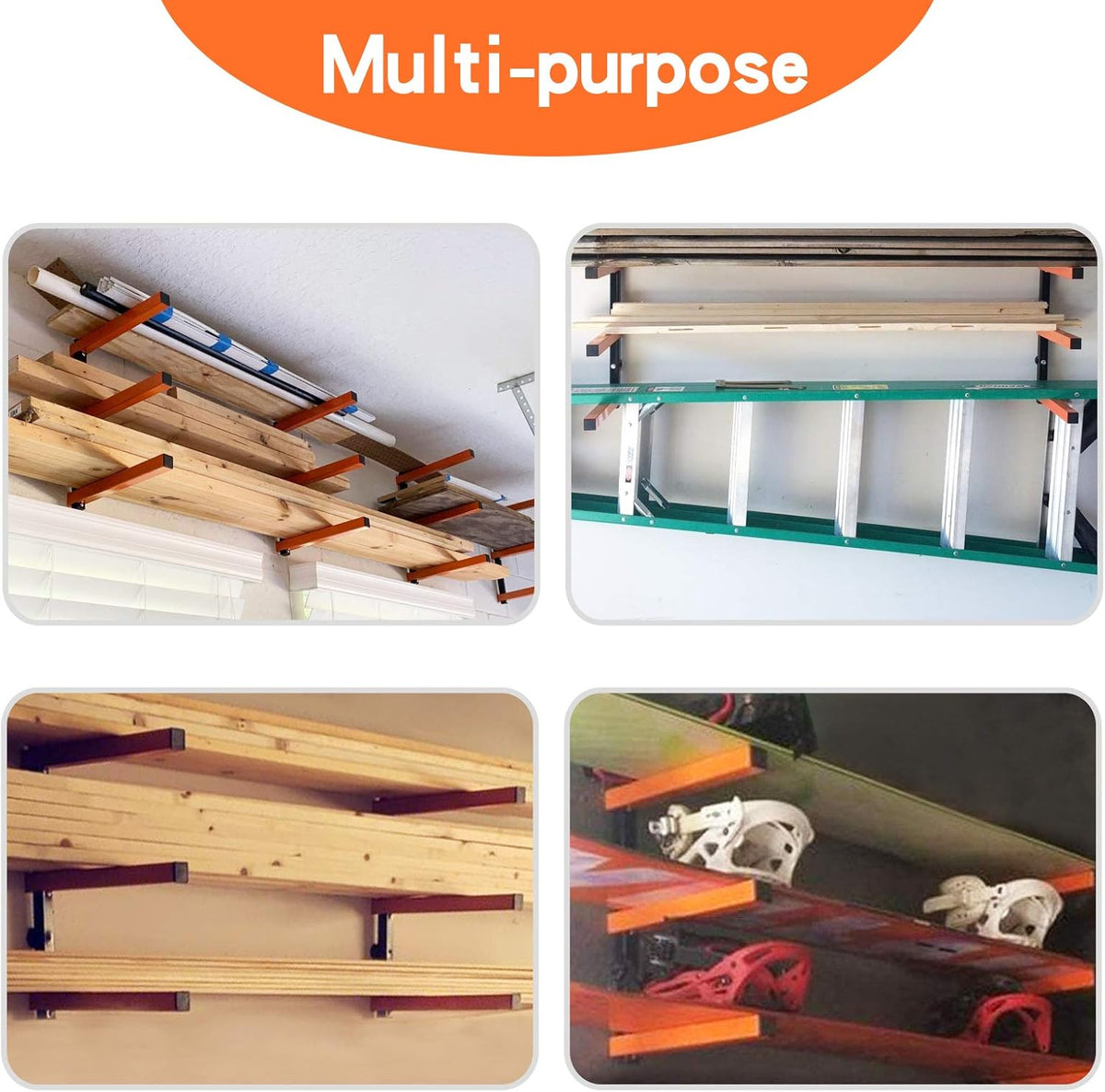Wall Mount Wood Organizer and Lumber Storage Rack with 3-Level
