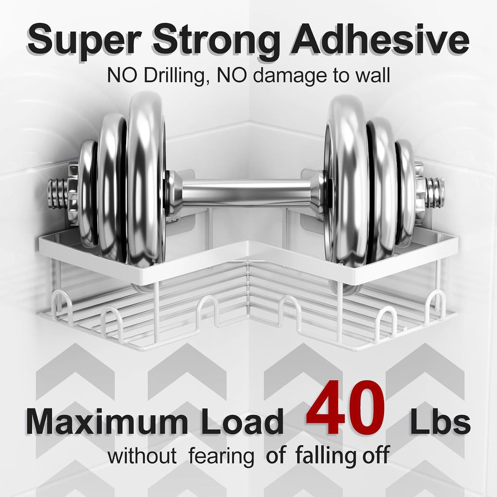 Corner Shower Caddy 5 Pack Adhesive Stainless Steel Organizer White