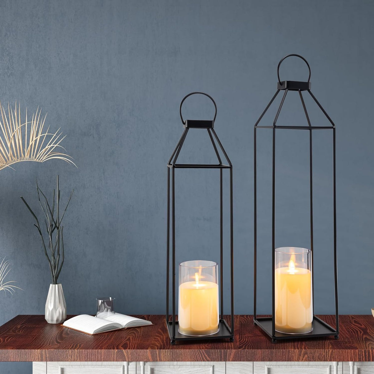Outdoor Lanterns 2Pcs 21in Large Lantern Decorative for Patio Waterproof