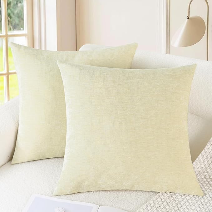 CaliTime Throw Pillow Covers Decorative 22 X 22 Inches Pack of 2 Cozy Chenille by CaliTime