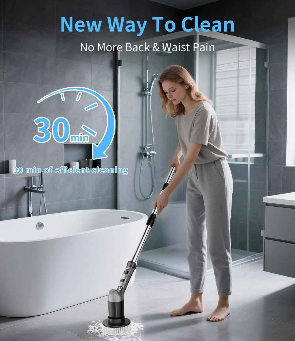 Electric Spin Scrubber for Bathtub,Kitchen,Shower Scrubber with Long Handle