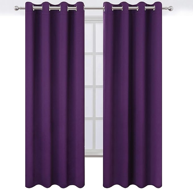 LEMOMO Purple Blackout Curtains 52 x 84 Inch Length/Set of 2 Curtain - Image 2