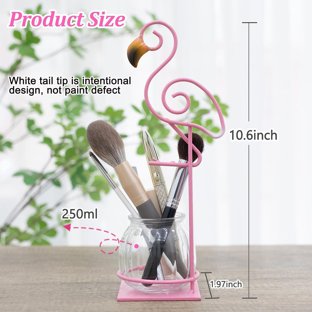Tabletop Pink Flamingo Planter Propagation Station, Glass Vase Metal Stand