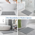 AWW Foldable Stone Bath Mat, Diatomaceous Quick Dry Shower Mat, Grey