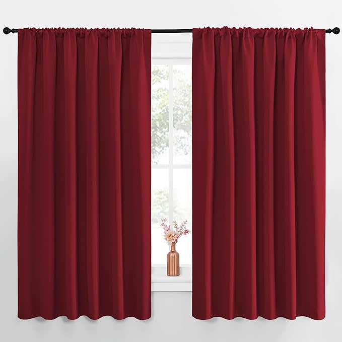 NICETOWN Blackout Curtains for Bedroom, Burgundy Red, 1 Pair, 70 by 63-inch by NICETOWN