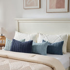 Fancy Homi Set of 4 Blue Lumbar Rectangle Decorative Throw Pillow Covers 12x20 - Image 5