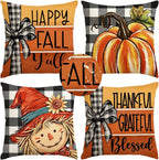 RABUSOFA Fall Pillow Covers 16x16 Aqua Pumpkin Fall Decorations for Home