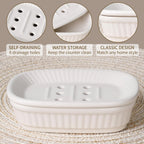White Bathroom Accessory Set 5PCS, Ceramic Bathroom Accessories Set, Classic Design Bathroom Accessories Sets Complete, Home Apartment Modern Bathroom Decor Vanity Countertop, ANTIS'S HOME