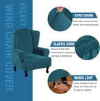 H.VERSAILTEX Wingback Chair Covers Velvet Plush Wing Chair Slipcover 1 Piece - Image 2