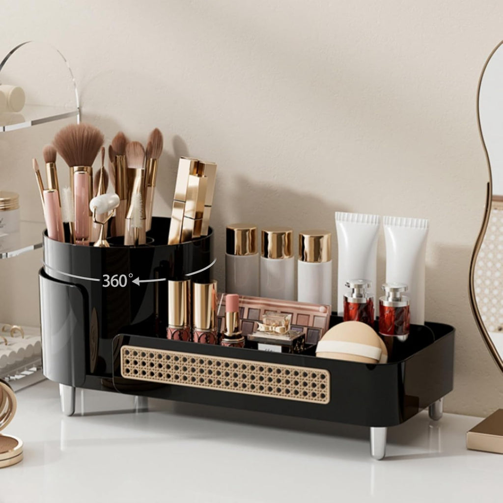 Rotating Makeup Organizer for Vanity Countertop, White