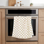 Jacquotha Beige Checkered Hand Towels - Set of 4, Cotton, 13"x29"