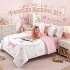 Erosebridal Girls Pink Bow Initial Twin Comforter Set with Sheets - Monogrammed Letter A Bows Bedding Set 7 Piece for Kids Teen, Pink White Ribbon Bow Tie Fitted Flat Sheet, Cute Bowknot Bed Set