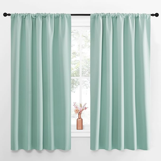 NICETOWN Blackout Curtains for Living Curtains, Aqua Blue, 52 by 63 Inch by NICETOWN